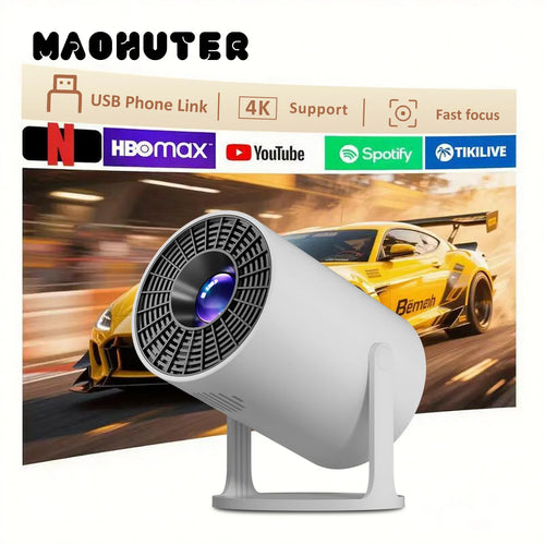 4K Decoding Native 1080P Mini Projector with Short-Throw Projection, Supporting 270° Rotation and Compatible with Laptops, Smart
