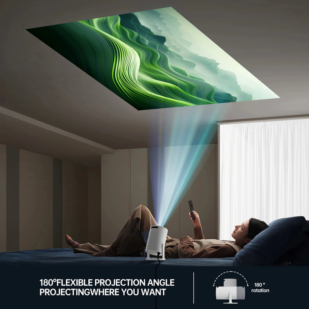 4K Decoding Native 1080P Mini Projector with Short-Throw Projection, Supporting 270° Rotation and Compatible with Laptops, Smart